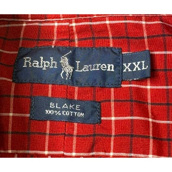 Ralph Lauren Blake 2X Red Blue Plaid Checkered Button-Down Shirt XXL - Picture 3 of 8